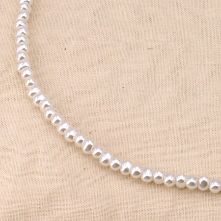 Collier billes imitation perle acrylique acier inoxydable 0124116 blanc