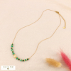 Collier acier inoxydable rondelles pierre naturelle 0124069 vert foncé