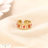Bague double-anneaux acier inoxydable émail pour femme 0424035 rouge corail