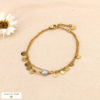 Bracelet double-rangs acier inox sequins perle eau douce 0224056 gris clair