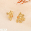 Boucles d'oreilles acier inoxydable fleur et cabochon pierre naturelle 0324091 orange