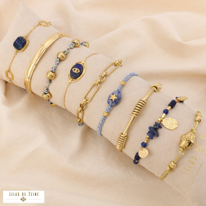 Ensemble de 9 bracelets en acier nuance marine œil étoile 0224087 bleu foncé