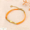 Bracelet cordon coloré métallisé cube acier inoxydable 0224062 orange