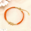 Bracelet cordon coloré métallisé billes acier inoxydable 0224070 orange