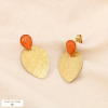 Boucles d'oreilles gouttes feuilles acier inoxydable pierre 0324032 orange