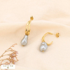 Boucles d'oreilles acier inox perle simulée eau douce culture 0324017 gris clair