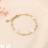 Bracelet acier inox perles acrylique chaîne gourmette billes 0224077 doré