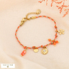 Bracelet cordon tressé coloré pampilles fleurs acier inox 0224071 orange