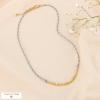 Collier cordons tressés coloré métallisé billes acier inox 0124068 bleu foncé