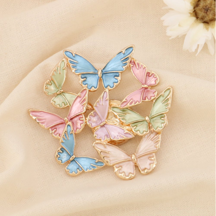 Broche aimantée vintage papillon métal émail couleur dégradée 0524010 multi