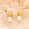 Boucles d'oreilles acier inoxydable perle acrylique 0324086 doré