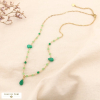 Collier acier inoxydable gouttes billes pierre femme 0124129 vert