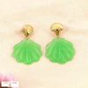 Boucles d'oreilles acier inox résine coquillage marbrée 0324003 vert