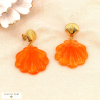 Boucles d'oreilles acier inox résine coquillage marbrée 0324003 orange