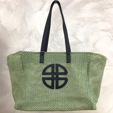 Cabas raphia simili-cuir femme 0924040 vert