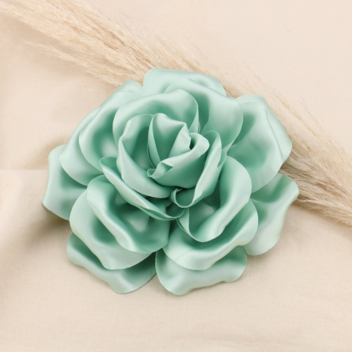 Broche ou pince à cheveux satin méga fleur 0624004 vert