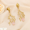 Boucles d'oreilles forme corail acier inox pierre/perle 0324075 rose