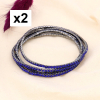 8 Bracelets élastiques strass colorés et métal gris foncé pour femme 0223632 bleu foncé