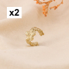 2 Bagues d'oreilles acier inox couronne fleur minimaliste 0324148 doré