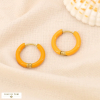 Boucles d'oreille mini créoles acier inox émail minimaliste 0324154 orange