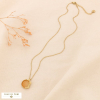 Collier acier inoxydable bohème fleur cabochon pierre 0124141 orange