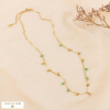 Collier pampilles billes acier inoxydable et pierre pour femme 0124073 vert kaki
