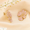 Boucles d'oreilles hibiscus fleur acier inoxydable émail 0324170 rose