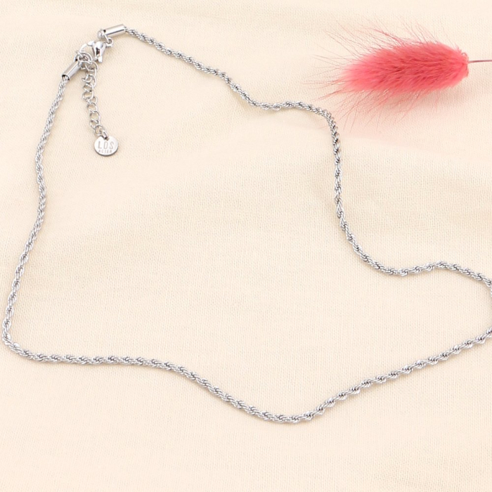 Collier court en acier inoxydable chaîne torsadée 0123515 argenté