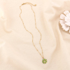 Collier acier inoxydable émail fleur marguerite femme 0124147 vert