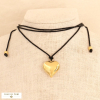 Collier clavicule/sautoir cœur acier inox corde tressée femme 0124158 noir