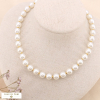 Collier billes imitation perle acrylique acier inoxydable 0124172 blanc