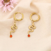 Boucles d'oreilles mini-créoles serpent acier inox strass 0324228 orange