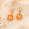 2 charms breloques coeur émail acier inoxydable 0624056 orange