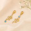 2 charms breloques serpent texturé acier inoxydable strass 0624020 bleu