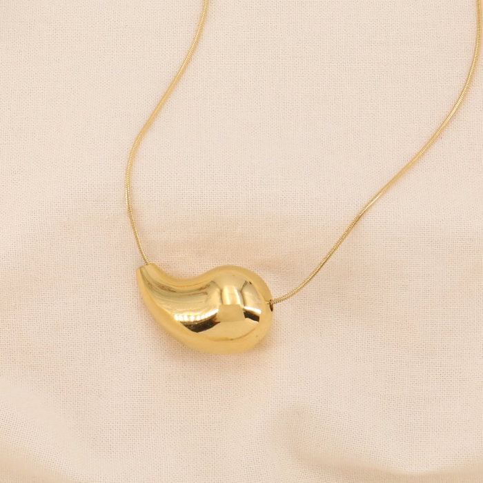 Collier acier goutte enfilée lisse miroir fil maille serpent 0124148 doré