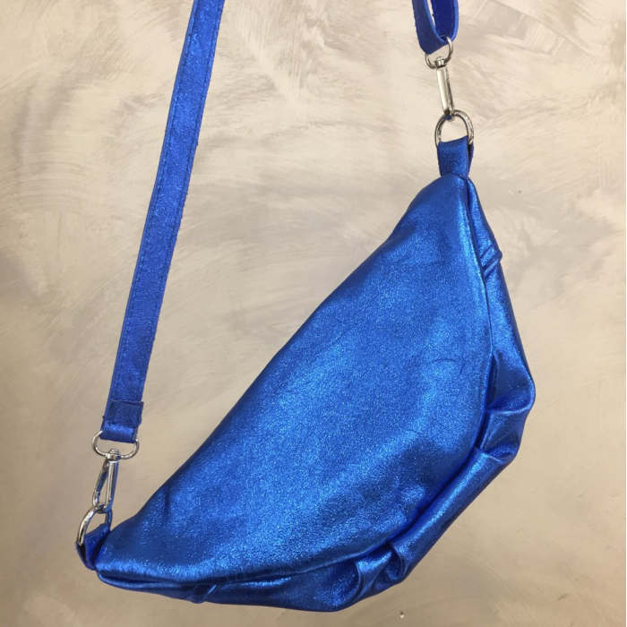 Sac banane cuir véritable irisé 0923045 bleu