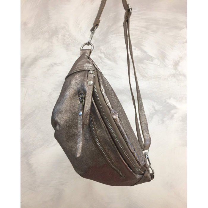 Sac banane cuir véritable irisé 0923045 bronze