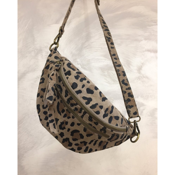 Sac banane cuir véritable daim 0924001 marron