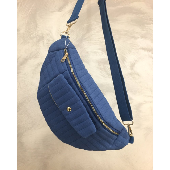 Sac banane matelassé coton strié 0924043 bleu foncé