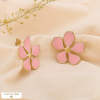 Boucles d'oreilles hibiscus fleur acier inoxydable émail 0324235 rose