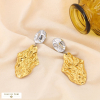 Boucles d'oreille CLIPS bi-color acier inox martelé pendant 0324205 doré/argenté