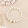 Bracelet élastique acier inox grosses perles acrylique 0224130 naturel/beige