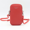 Pochette smartphone Flora&Co simili-cuir grainé 2 compartiments zippés 0923014 rouge