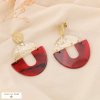 Boucles d'oreilles XXL scintillant martelé marbré acier résine 0324531 rouge bordeaux