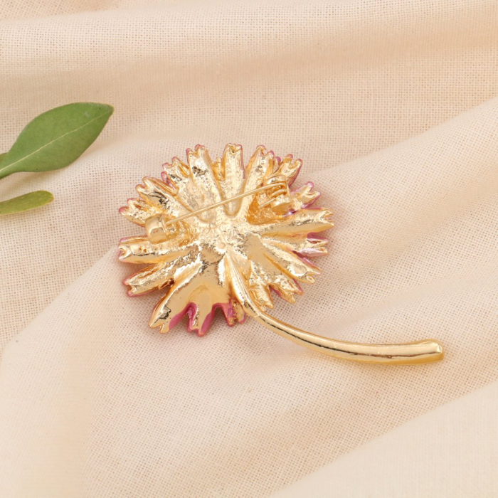 Broche épingle marguerite métal émail coloré 0524503 rose