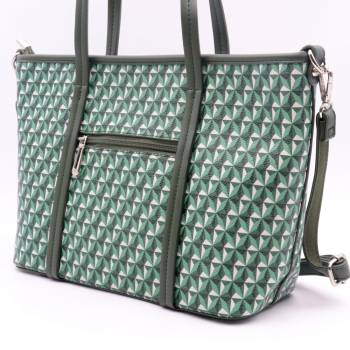 Cabas tote porté épaule Flora&Co simili-cuir texturé géométrique 0924512 vert