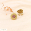 Bague ronde vintage acier inoxydable strié pierre 0424058 rose