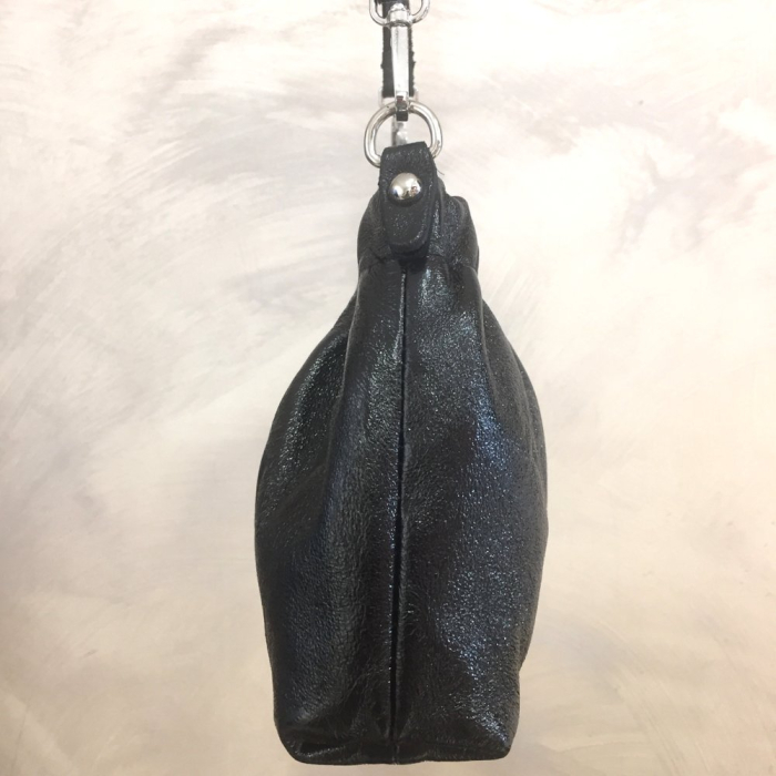 Sac à bandoulière cuir véritable irisé haut froncé 0924513 noir