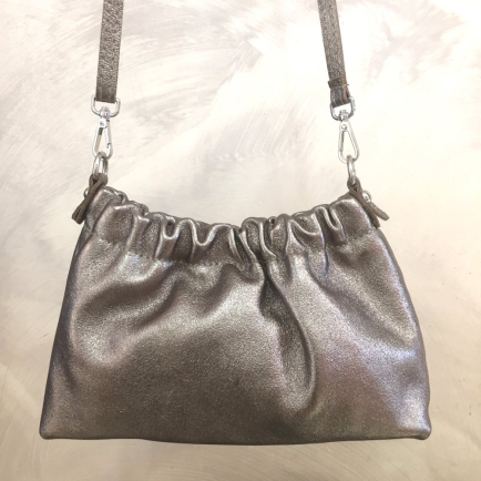 Sac à bandoulière cuir véritable irisé haut froncé 0924513 bronze
