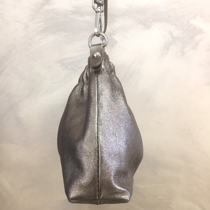 Sac à bandoulière cuir véritable irisé haut froncé 0924513 bronze